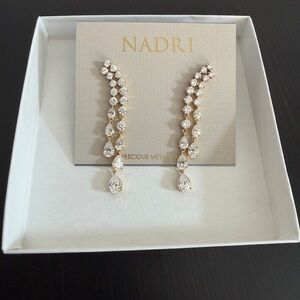 Nadri Crystal Gold Drop Earrings